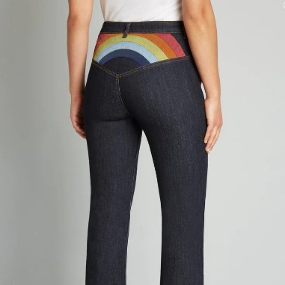 NWT Modcloth Rainbow Follow Me Wide-Leg Jeans 18W